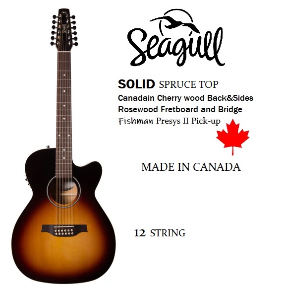 Seagull s12 12 String Cutaway Solid Spruce top